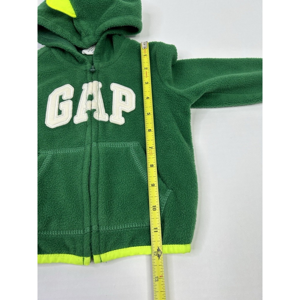 Baby GAP Hoodie Sweatshirt 12-18 months Dinosaur Hood Full Zip Green LOGO UNISEX - Picture 6 of 11